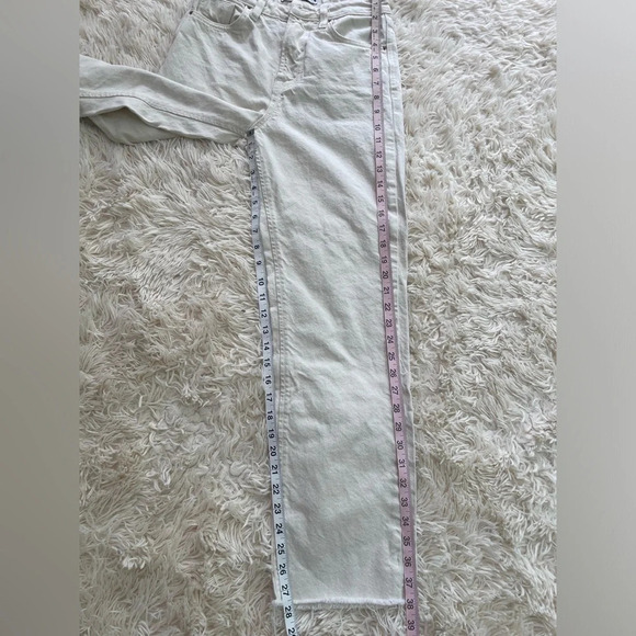 Zara high rise cotton ivory jeans straight leg raw hem size 2 - Picture 3 of 7